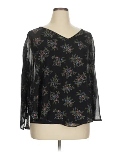 Pre-owned Notations 3/4 Sleeve Blouse In Black