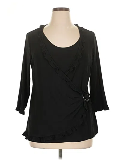 Pre-owned Notations 3/4 Sleeve Blouse In Black