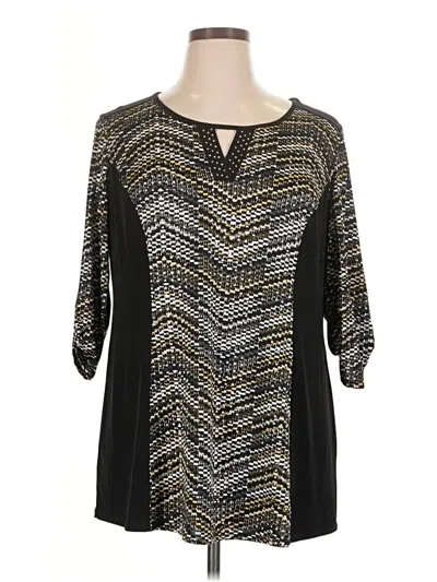 Pre-owned Notations 3/4 Sleeve Blouse In Black
