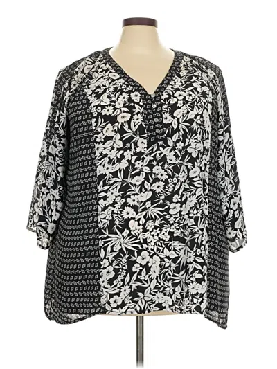 Pre-owned Notations 3/4 Sleeve Blouse In Black