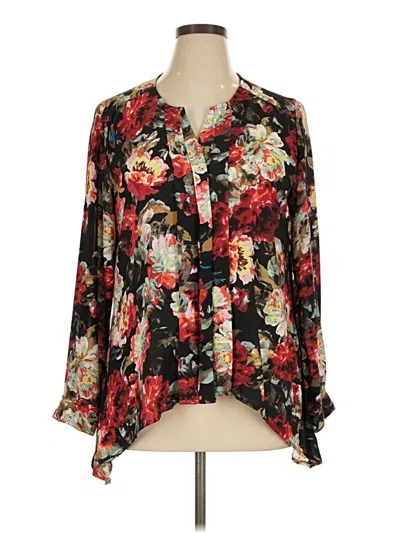 Pre-owned Notations 3/4 Sleeve Blouse In Black