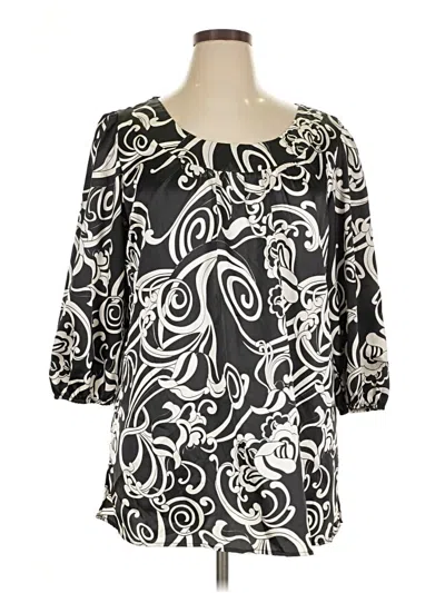 Pre-owned Notations 3/4 Sleeve Blouse In Black