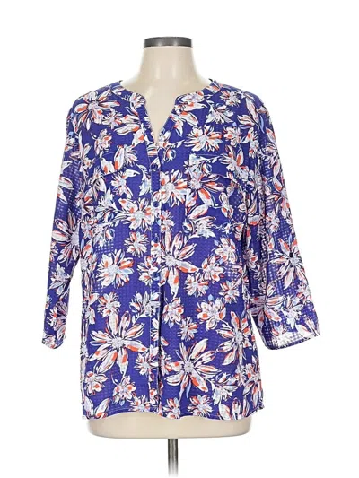 Pre-owned Notations 3/4 Sleeve Blouse In Blue