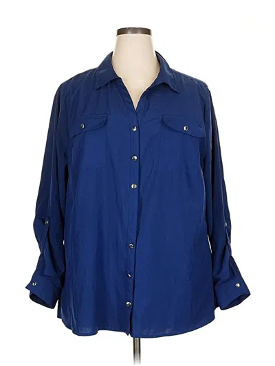 Pre-owned Notations 3/4 Sleeve Blouse In Blue