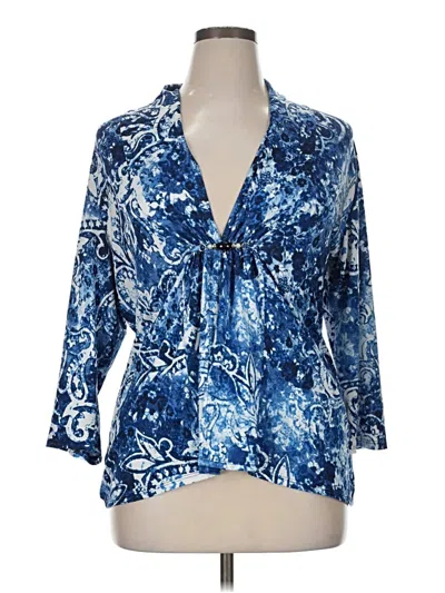 Pre-owned Notations 3/4 Sleeve Blouse In Blue