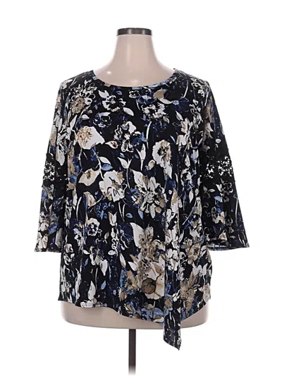 Pre-owned Notations 3/4 Sleeve Blouse In Blue