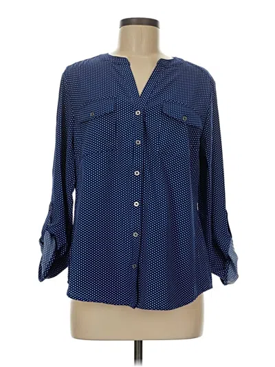 Pre-owned Notations 3/4 Sleeve Blouse In Blue