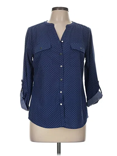 Pre-owned Notations 3/4 Sleeve Blouse In Blue