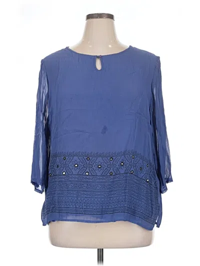 Pre-owned Notations 3/4 Sleeve Blouse In Blue