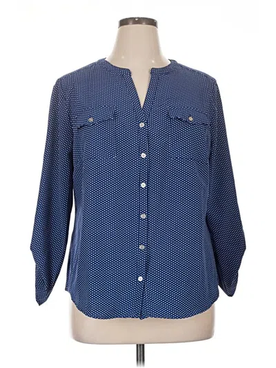 Pre-owned Notations 3/4 Sleeve Blouse In Blue