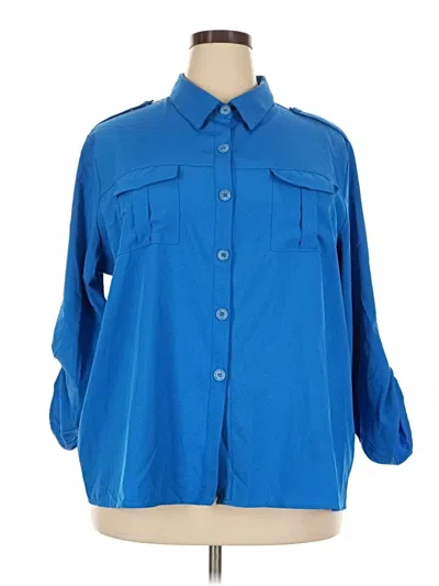 Pre-owned Notations 3/4 Sleeve Blouse In Blue