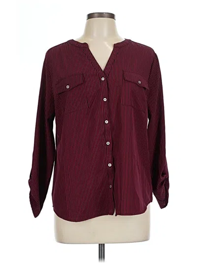 Pre-owned Notations 3/4 Sleeve Blouse In Burgundy