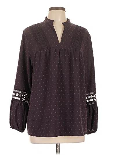 Pre-owned Notations 3/4 Sleeve Blouse In Burgundy