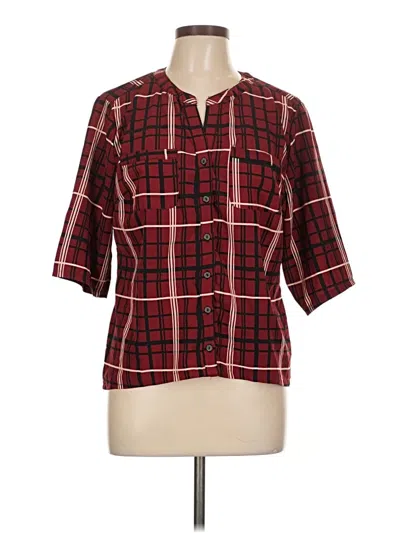 Pre-owned Notations 3/4 Sleeve Blouse In Burgundy
