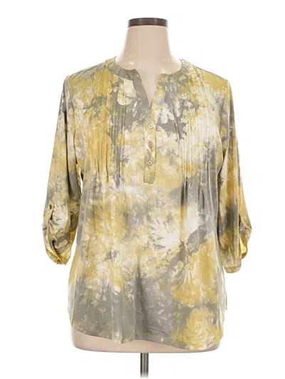 Pre-owned Notations 3/4 Sleeve Blouse In Gold