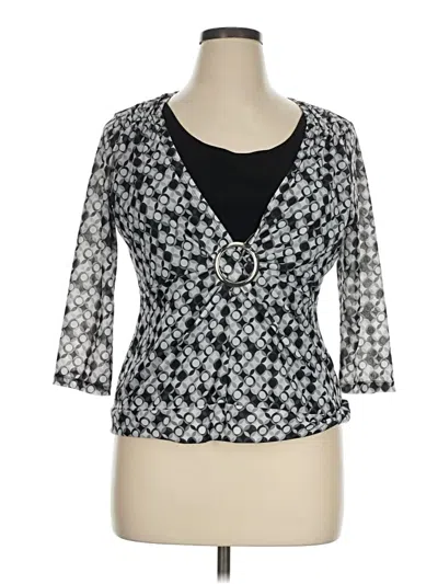 Pre-owned Notations 3/4 Sleeve Blouse In Gray