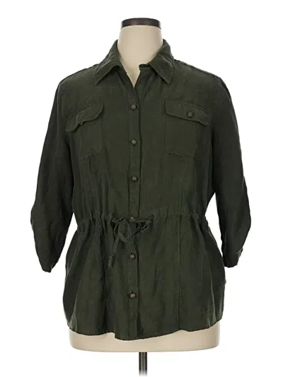 Pre-owned Notations 3/4 Sleeve Blouse In Green