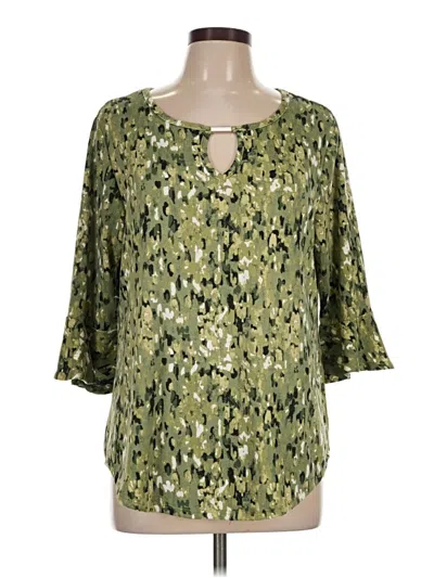 Pre-owned Notations 3/4 Sleeve Blouse In Green