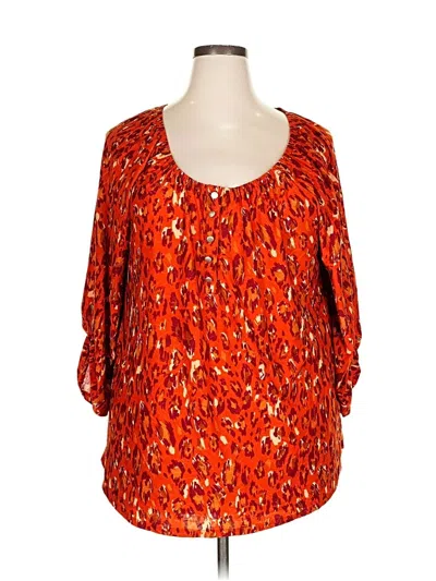 Pre-owned Notations 3/4 Sleeve Blouse In Orange