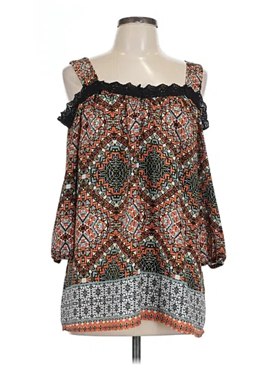 Pre-owned Notations 3/4 Sleeve Blouse In Orange