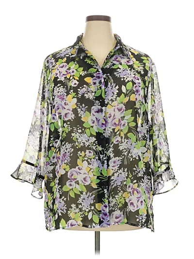 Pre-owned Notations 3/4 Sleeve Blouse In Purple