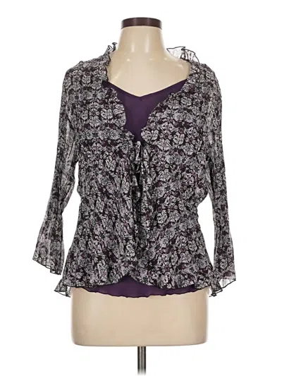Pre-owned Notations 3/4 Sleeve Blouse In Purple