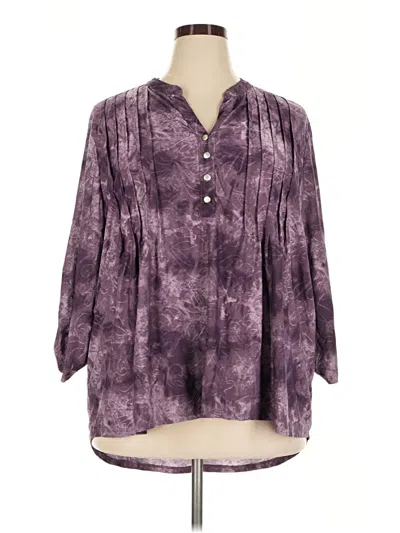 Pre-owned Notations 3/4 Sleeve Blouse In Purple