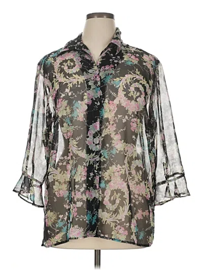 Pre-owned Notations 3/4 Sleeve Blouse In Silver
