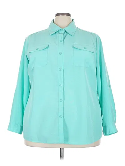 Pre-owned Notations 3/4 Sleeve Blouse In Teal