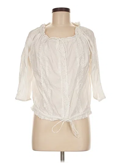 Pre-owned Notations 3/4 Sleeve Blouse In White