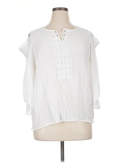 Pre-owned Notations 3/4 Sleeve Blouse In White