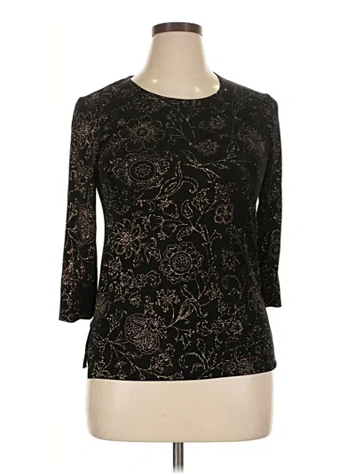 Pre-owned Notations 3/4 Sleeve Top Black Boatneck Tops