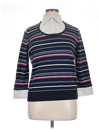 Pre-owned Notations 3/4 Sleeve Top Blue Boatneck Tops
