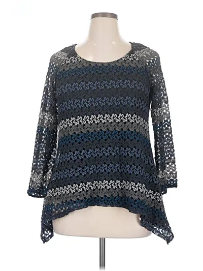Pre-owned Notations 3/4 Sleeve Top Blue Boatneck Tops