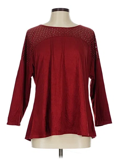 Pre-owned Notations 3/4 Sleeve Top Burgundy Boatneck Tops