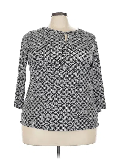Pre-owned Notations 3/4 Sleeve Top Gray Boatneck Tops