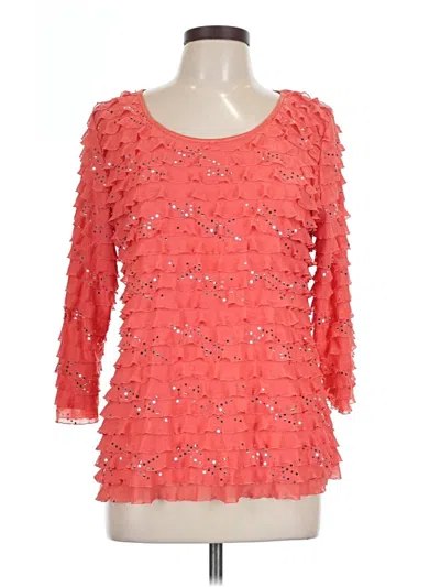 Pre-owned Notations 3/4 Sleeve Top Orange Sweetheart Neckline Tops