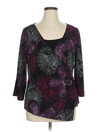 Pre-owned Notations 3/4 Sleeve Top Purple Scoop Neck Tops