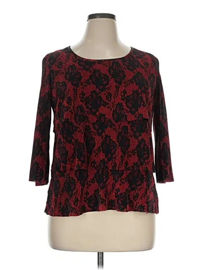 Pre-owned Notations 3/4 Sleeve Top Red Boatneck Tops