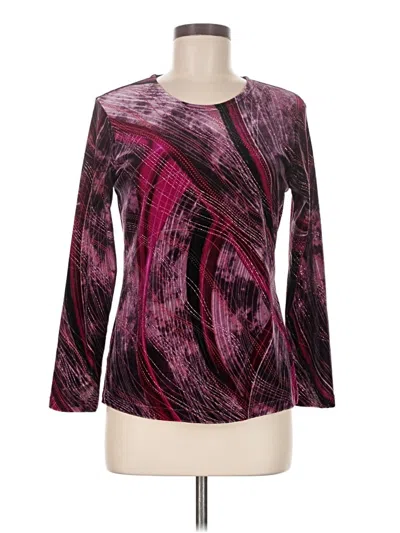 Pre-owned Notations 3/4 Sleeve T-shirt In Burgundy