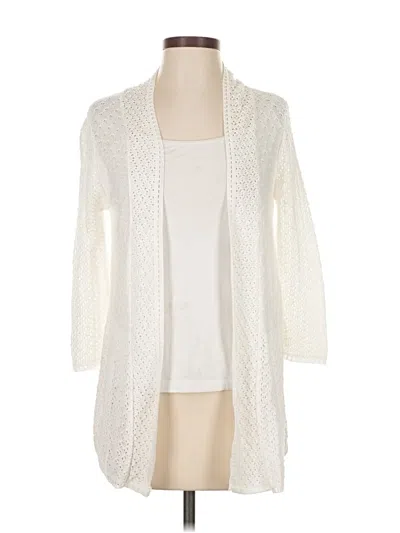 Pre-owned Notations Cardigan Sweater In White