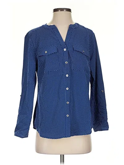 Pre-owned Notations Long Sleeve Blouse In Blue
