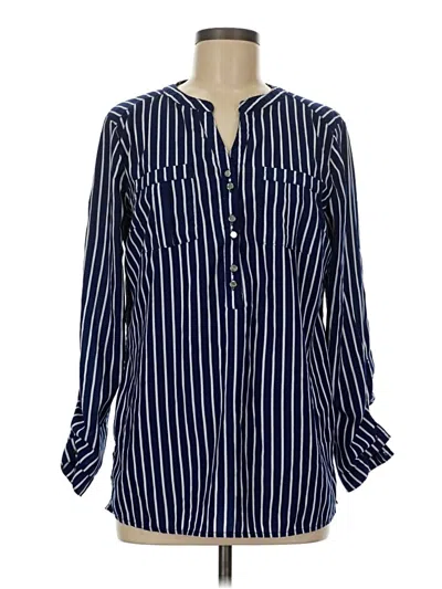 Pre-owned Notations Long Sleeve Blouse In Blue