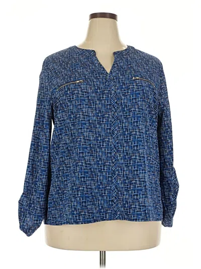 Pre-owned Notations Long Sleeve Blouse In Blue