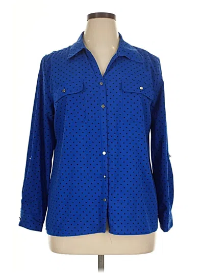 Pre-owned Notations Long Sleeve Blouse In Blue