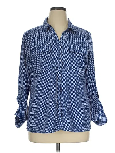 Pre-owned Notations Long Sleeve Blouse In Blue