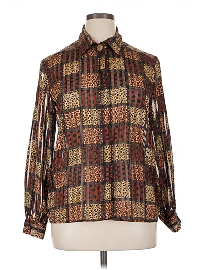 Pre-owned Notations Long Sleeve Blouse In Brown