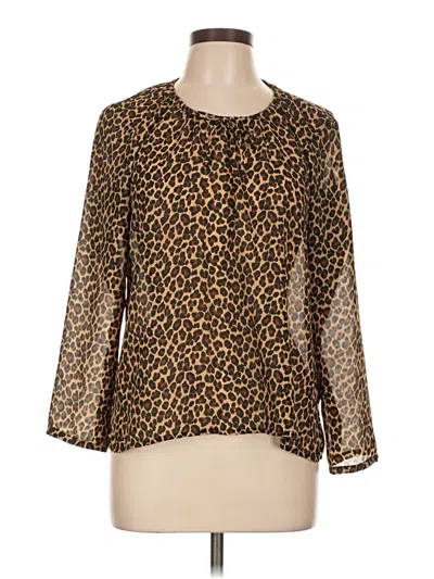 Pre-owned Notations Long Sleeve Blouse In Brown