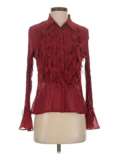 Pre-owned Notations Long Sleeve Blouse In Burgundy