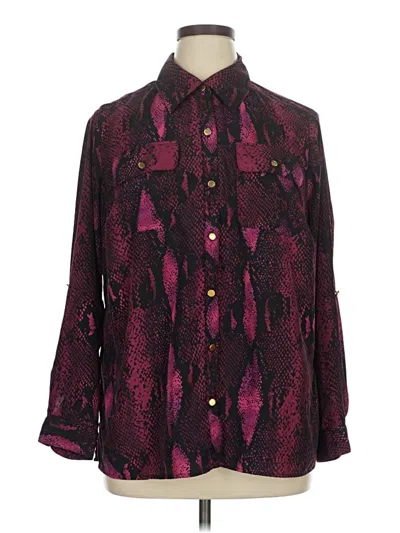 Pre-owned Notations Long Sleeve Blouse In Burgundy
